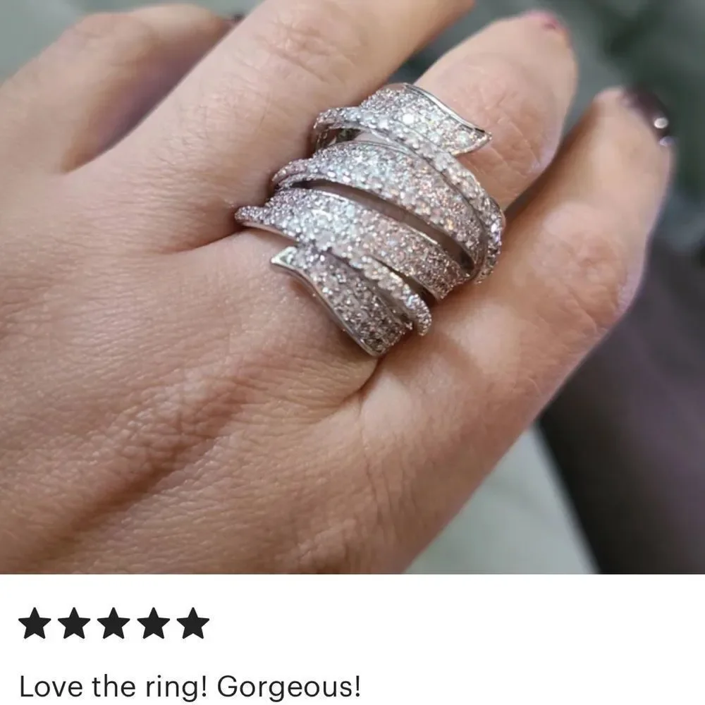 .925 Sterling Silver Multi-Layer Ring - Picture 5 of 8